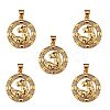 5Pcs Brass Micro Pave Clear Cubic Zirconia Pendants KK-SZ0005-50-1
