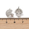 Mushroom Brass Micro Pave Clear Cubic Zirconia Stud Earrings EJEW-F895-17P-5