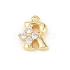 Brass Micro Pave Clear Cubic Zirconia Charms KK-Z151-18G-R-1