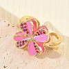 Brass Micro Pave Cubic Zirconia Enamel Cuff Open Rings RJEW-Z145-02G-2