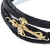 Men's Black PU Leather Cord Multi-Strand Bracelets BJEW-K243-44G-2