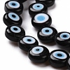 Handmade Evil Eye Lampwork Flat Round Bead Strands LAMP-L058-8mm-20-3