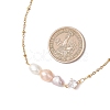 Natural Cultured Freshwater Pearl Potato & Glass Beaded Pendant 304 Stainless Steel Satellite Chain Necklaces for Women NJEW-JN05937-02-4