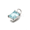Rectangle Brass with Glass Charms KK-G525-05P-3