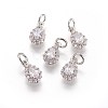 Brass Cubic Zirconia Charms KK-E772-14B-P-2
