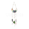 Gemstone Chips Beaded Moon Hanging Sun Catchers HJEW-M004-03-1