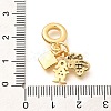 Brass Clear Cubic Zirconia Paw Print & Girl & Letter European Dangle Charms KK-U048-26G-3