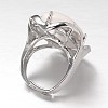 Adjustable Oval Brass Natural  Howlite Wide Band Rings RJEW-L062-03B-3