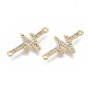 Brass Micro Cubic Zirconia Normal Links Connectors KK-N231-78-NF-1