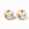 Natural Maple Wood Printed Beads WOOD-Q030-36-3