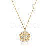 925 Sterling Silver 12 Constellation Necklace Gold Horoscope Zodiac Sign Necklace Round Astrology Pendant Necklace with Zircons Birthday Jewelry Gift for Women Men JN1089F-1