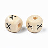 Natural Maple Wood Printed Beads WOOD-Q030-36-4