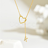 Simple 925 Sterling Silver Micro Pave Clear Cubic Zirconia Heart Alphabet Pendant Lariat Necklaces for Women HB6450-3-1