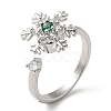 Rotatable Cubic Zirconia Snowflake Open Ring RJEW-Q776-04P-1