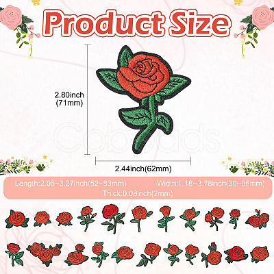 22Pcs Rose Flower Polyester Computerized Embroidery Cloth Iron on Sew on Patches PATC-CJZ0001-01-1