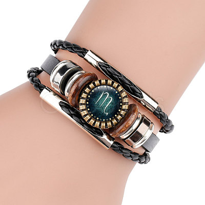 12 Constellations PU Leather Multi-strand Bracelets WGFD09F-08-1