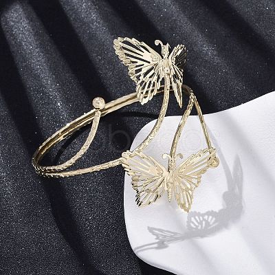 Butterfly Alloy Arm Cuff Bangles for Girl Women LS-AJEW-A063-01I-G-1