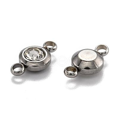 Flat Round 304 Stainless Steel Cubic Zirconia Links STAS-P029-M-1