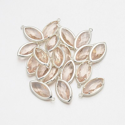 Silver Color Plated Brass Glass Pendants GLAA-J071-05S-1