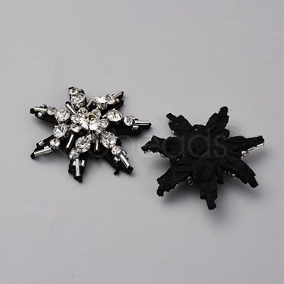 Glass Crystal Rhinestone Sew on Cloth Patches PATC-WH0008-226B-1