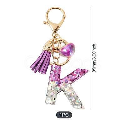 Alloy Resin Heart Keychains KEYC-TADJ0002-01G-K-1