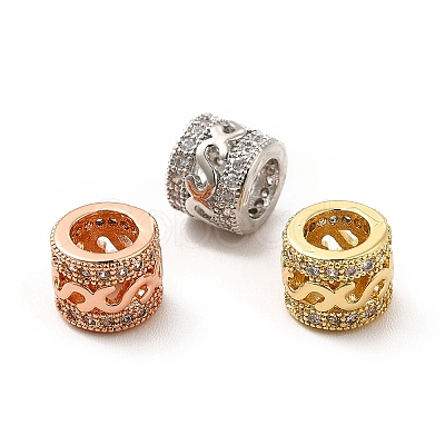 Rack Plating Brass Micro Pave Clear Cubic Zirconia European Beads KK-C010-55-1