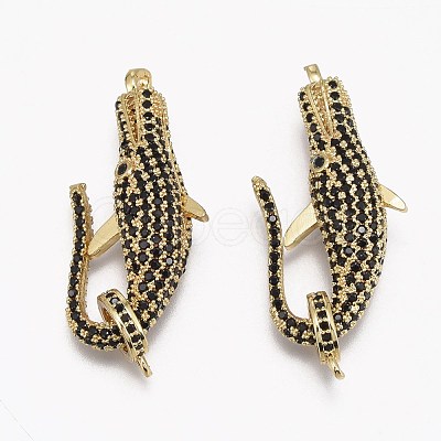 Brass Micro Pave Cubic Zirconia Lobster Claw Clasps ZIRC-L098-047G-1