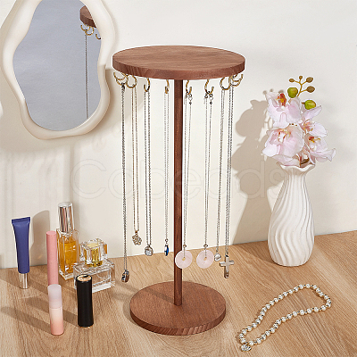 Round Wooden Necklace Display Stands ODIS-WH0030-278-1