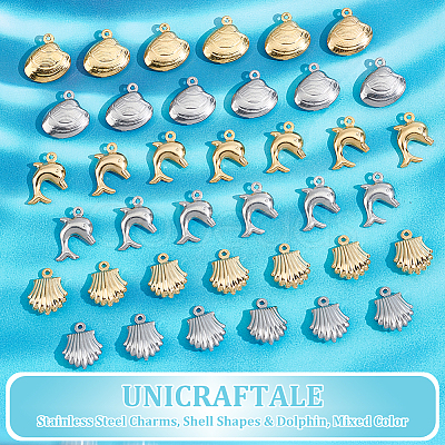 48Pcs 6 Style 304 Stainless Steel Charms STAS-UN0054-81-1