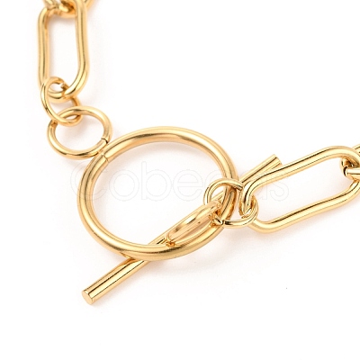 Unisex PVD Vacuum Plating 304 Stainless Steel Paperclip Chain Bracelets BJEW-H541-04B-G-1