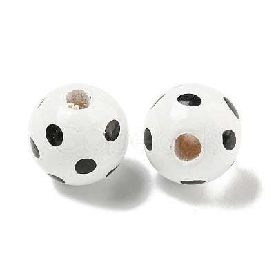 Printed Wood European Beads WOOD-G022-18A-1