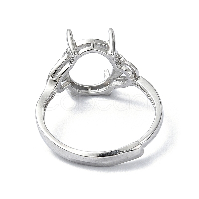 Adjustable 925 Sterling Silver 4 Prongs Ring Settings STER-K179-35P-1