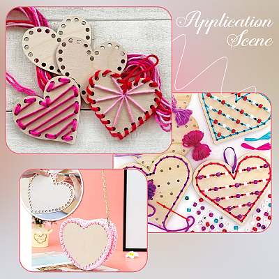 DIY Heart Wood Knitting Loom Kits DIY-CY0003-10A-1