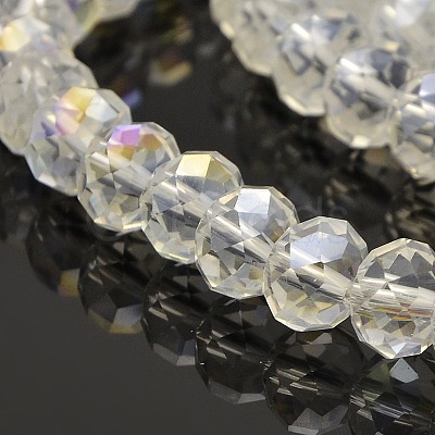 Electroplate Glass Rondelle Beads Strands GLAA-A024F-AB01-1