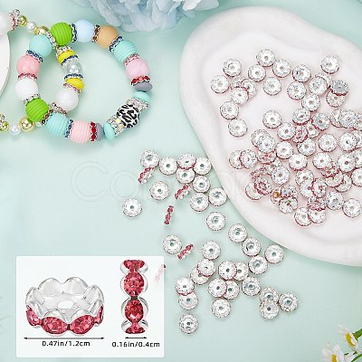 120Pcs Brass Rhinestone Spacer Beads FIND-SZ0003-70B-1