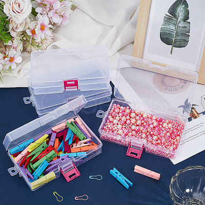 1 Grid Transparent PP Plastic Bead Containers with Hinged Lids CON-WH0112-021B-1