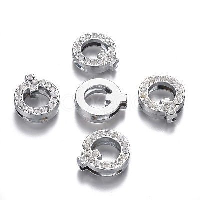 Alloy Letter Slide Charms RB-F034-01Q-P-RS-1