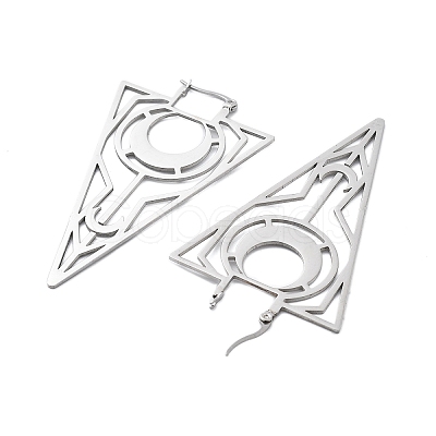 304 Stainless Steel Triangle Hoop Earrings EJEW-M031-01P-1