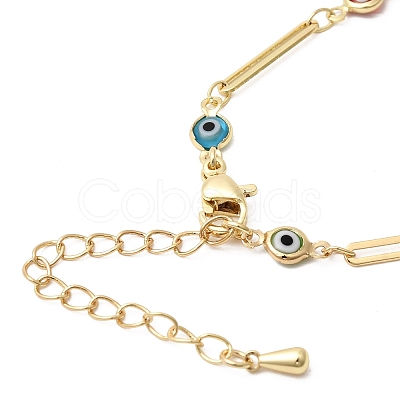 Brass Acrylic Colorful Evil Eye Link Chain Bracelet Making MAK-K024-18G-1