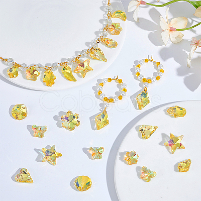 60Pcs 15 Colors UV Plating Glass Pendants GLAA-PH0003-89-1