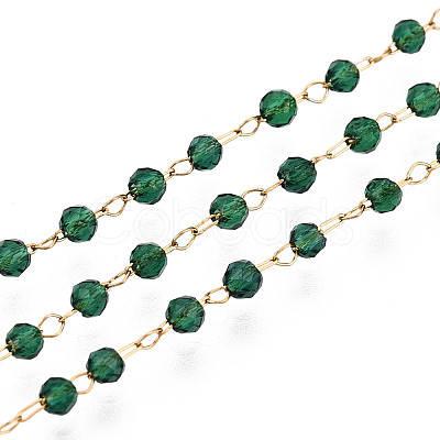 Handmade 304 Stainless Steel Faceted Round Link Chains CHS-N008-05G-01-1