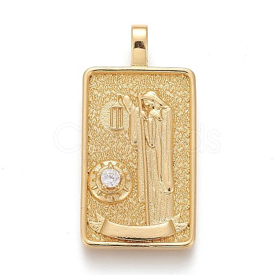 Brass Micro Pave Clear Cubic Zirconia Pendants X-ZIRC-Z004-01N-1