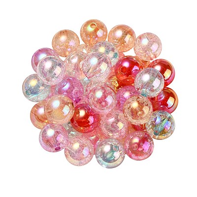 UV Plating Transparent Rainbow Iridescent Acrylic Beads X-TACR-D010-07-1