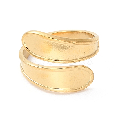 Ion Plating(IP) 304 Stainless Steel Teardrop Open Cuff Ring for Women RJEW-K245-37G-1