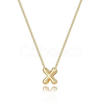Brass Initial Pendant Box Chain Necklaces for Women FS-WG5C822-24-1