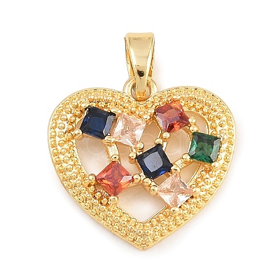 Valentine's Day Brass Micro Pave Cubic Zirconia Pendants KK-T086-01C-1