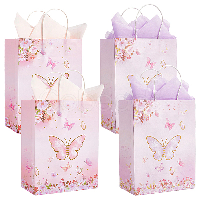 12Pcs 2 Colors Butterfly Print Paper Packaging Bags ABAG-BBC0001-29B-1