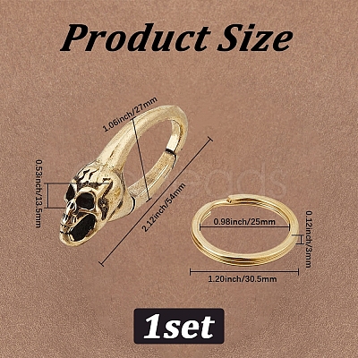 Skull Brass Lobster Claw Clasps KK-WH20002-20A-1