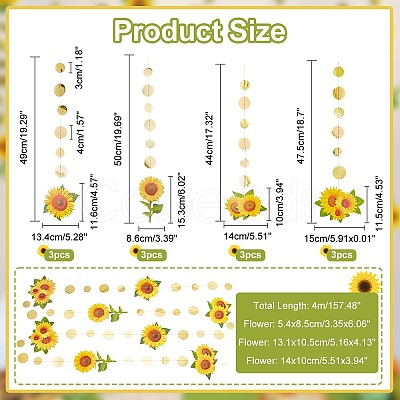 AHADEMAKER Paper Sunflower Garland HJEW-GA0001-17-1