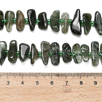 Natural Green Rutilated Quartz Beads Strands G-Z124-B02-01-1